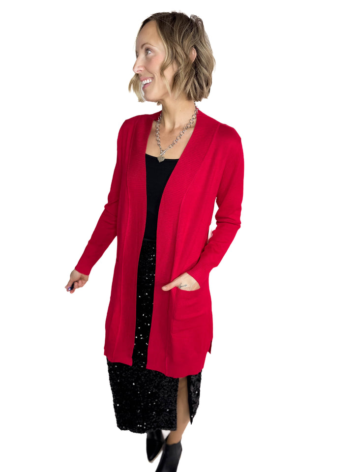 Birchwood Classic Pocket Cardigan- RED