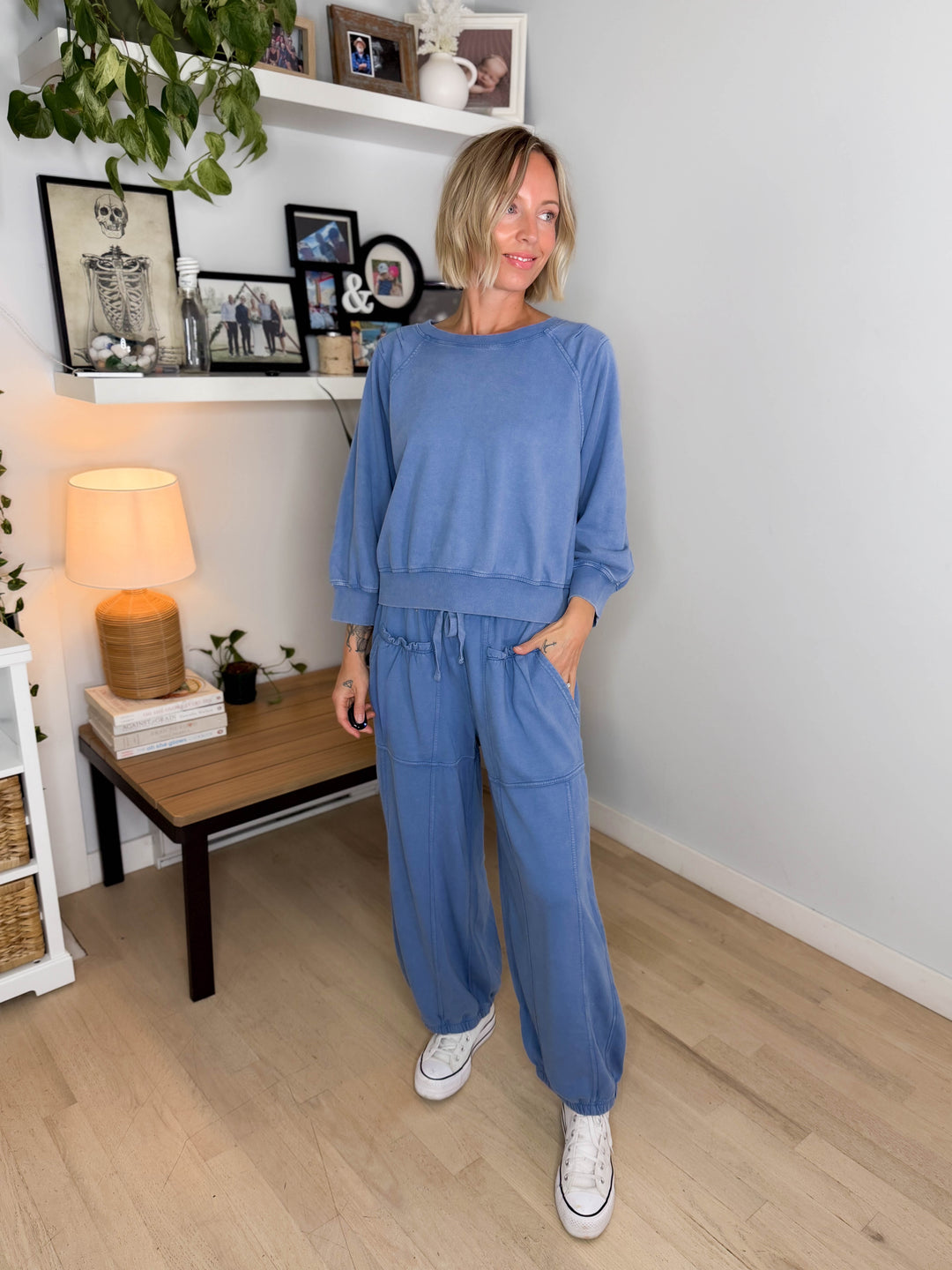 Kerima Washed Cotton Barrel Set- DUSTY BLUE