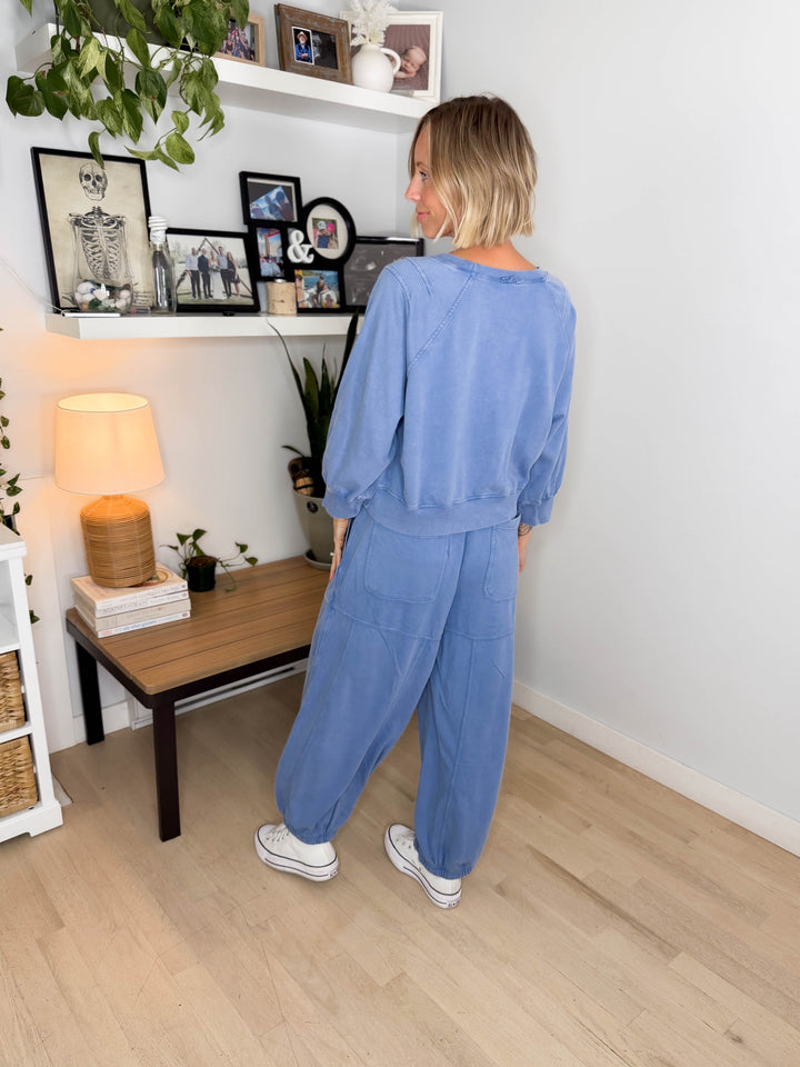 Kerima Washed Cotton Barrel Set- DUSTY BLUE