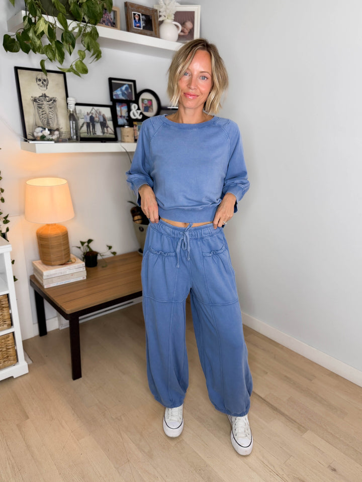 Kerima Washed Cotton Barrel Set- DUSTY BLUE