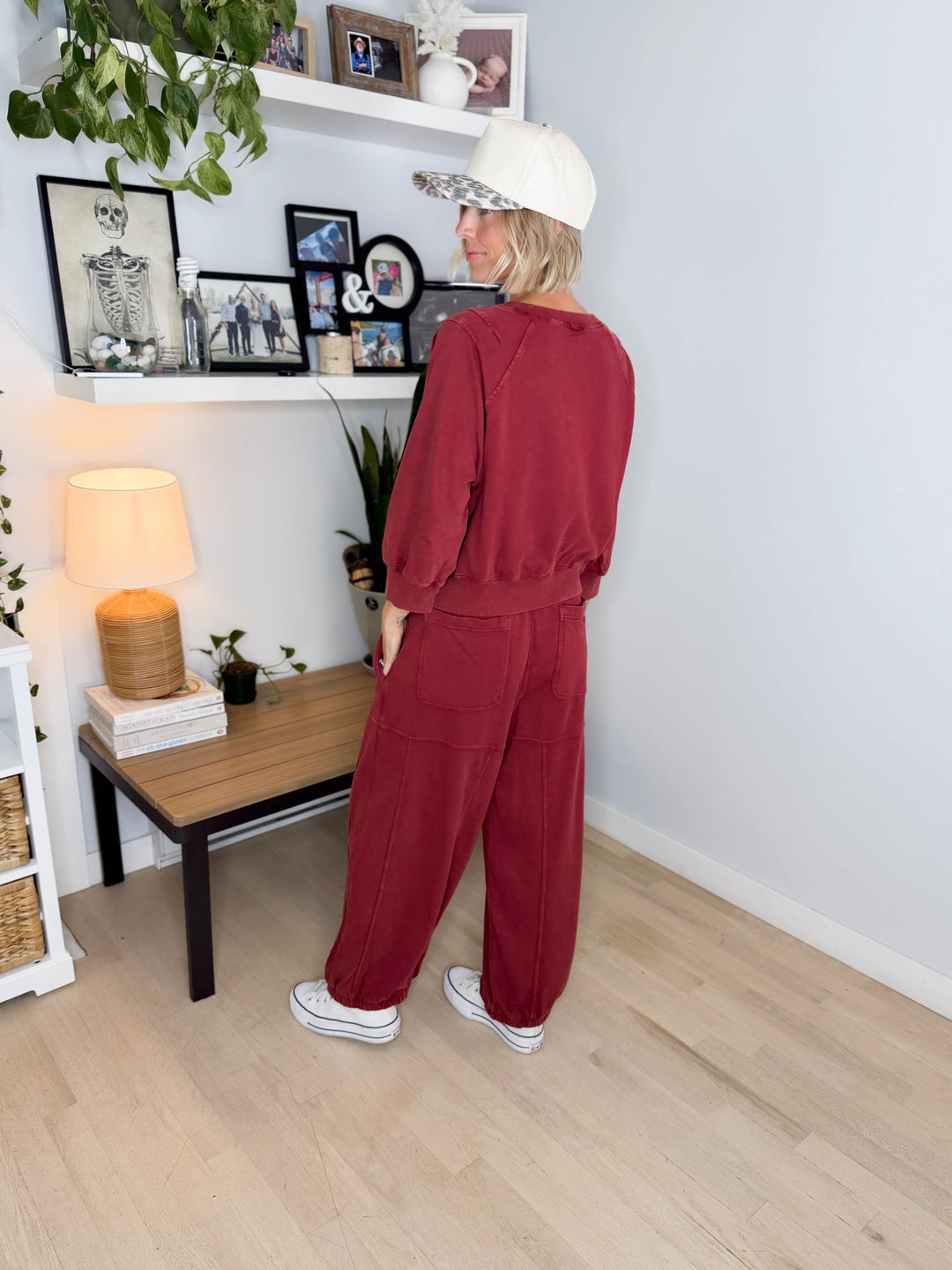 Kerima Washed Cotton Barrel Set- CRIMSON