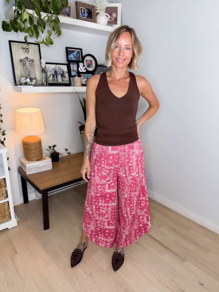 Sandra Doubled Lined V-Neck Racerback Tank- DARK CHOCOLATE