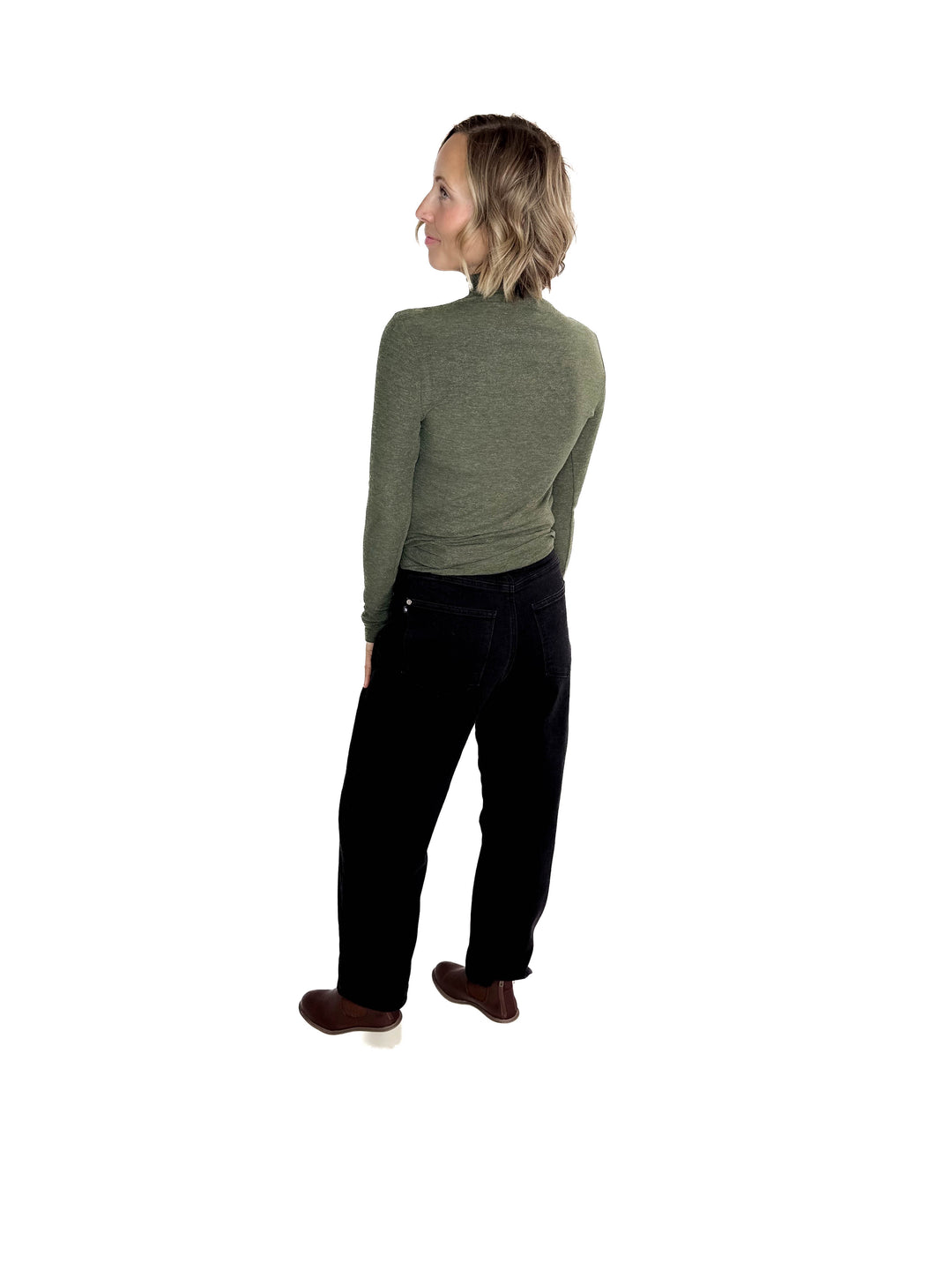 Snow Bound Mock Neck Glitter Long Sleeve- SAPPHIRE GREEN