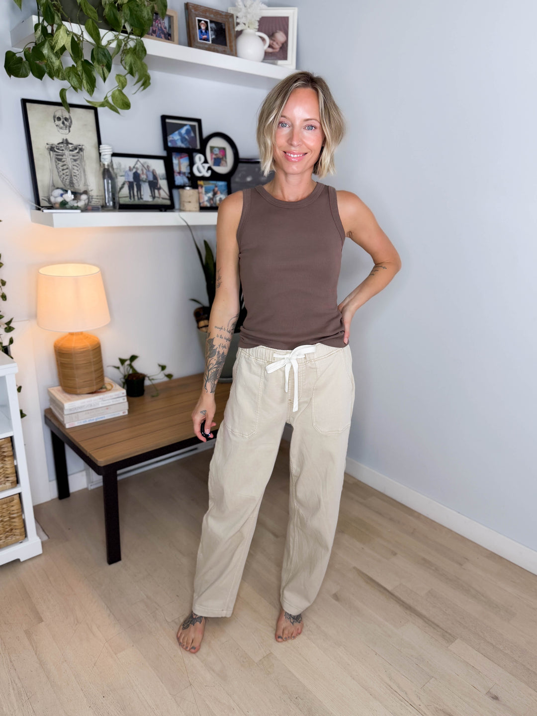 THREAD & SUPPLY Avril Slochy Drawstring Pant- KHAKI