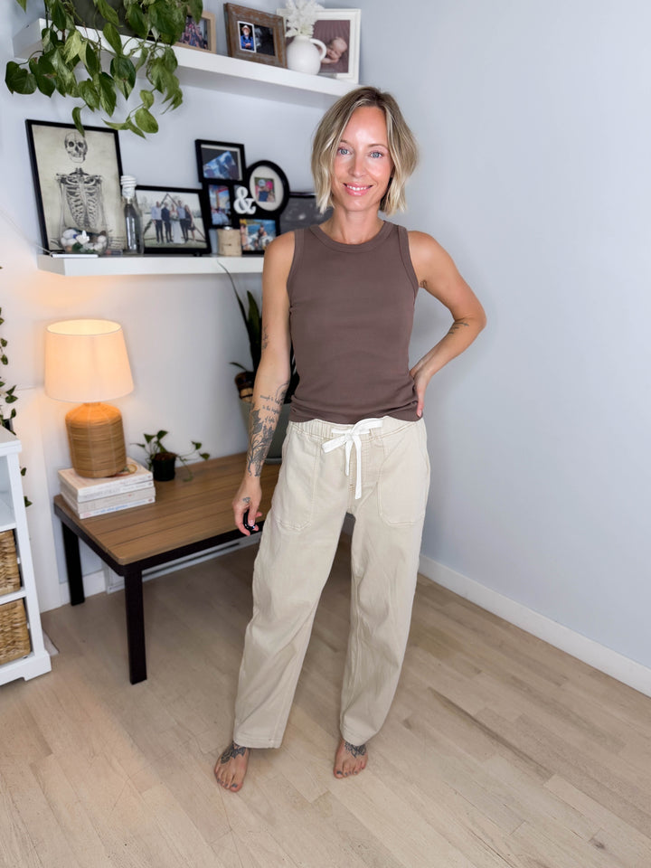 THREAD & SUPPLY Avril Slochy Drawstring Pant- KHAKI