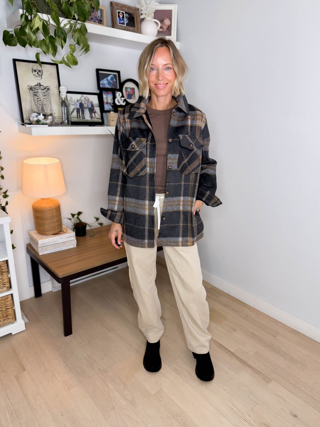 Sam Plaid Jacket- BLACK/TAN/GREY PLAID