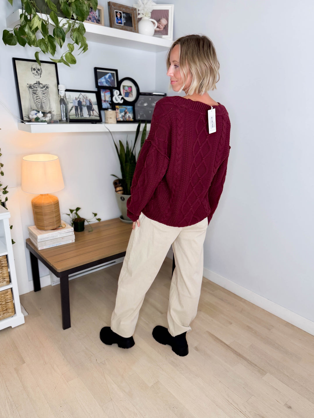 THREAD & SUPPLY Harbor Cardigan- MAROON