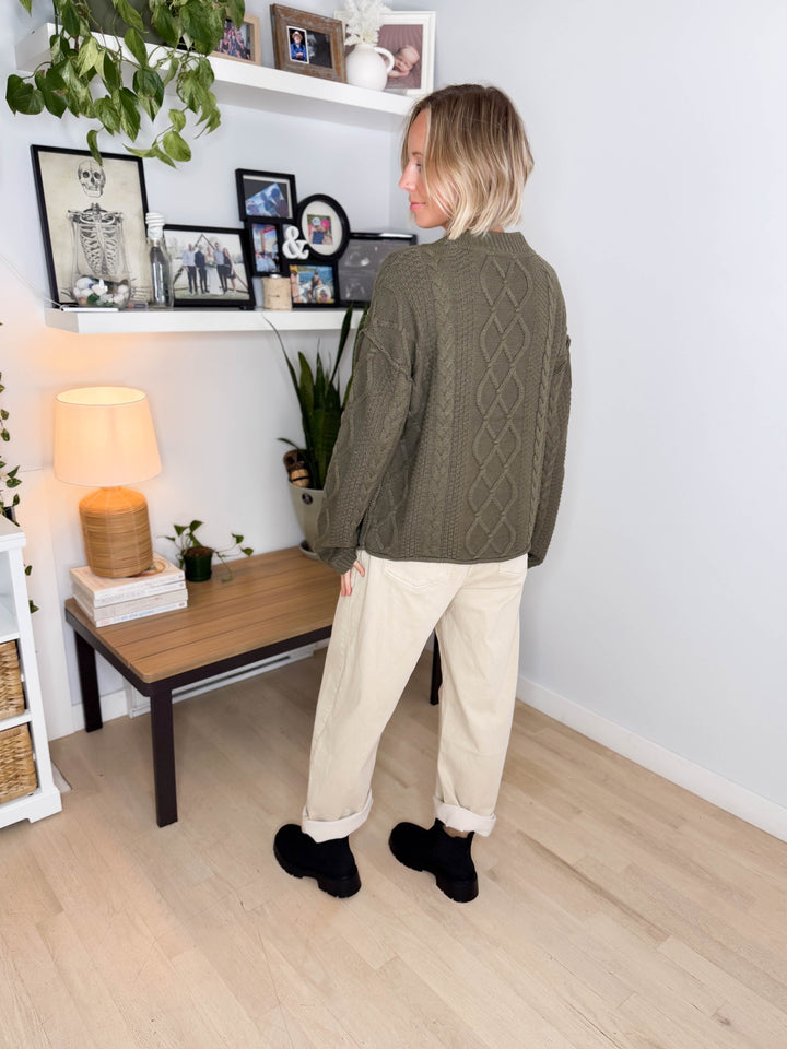 THREAD & SUPPLY Harbor Cardigan- DUSTY OLIVE