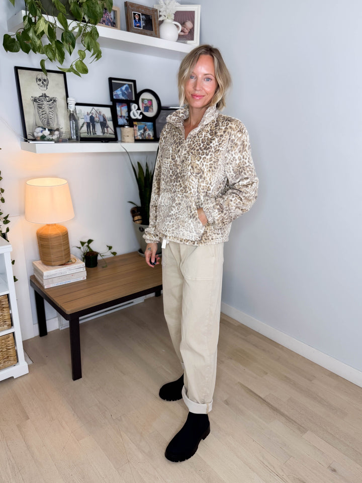 Willara 1/4 Zip Leopard Fleece