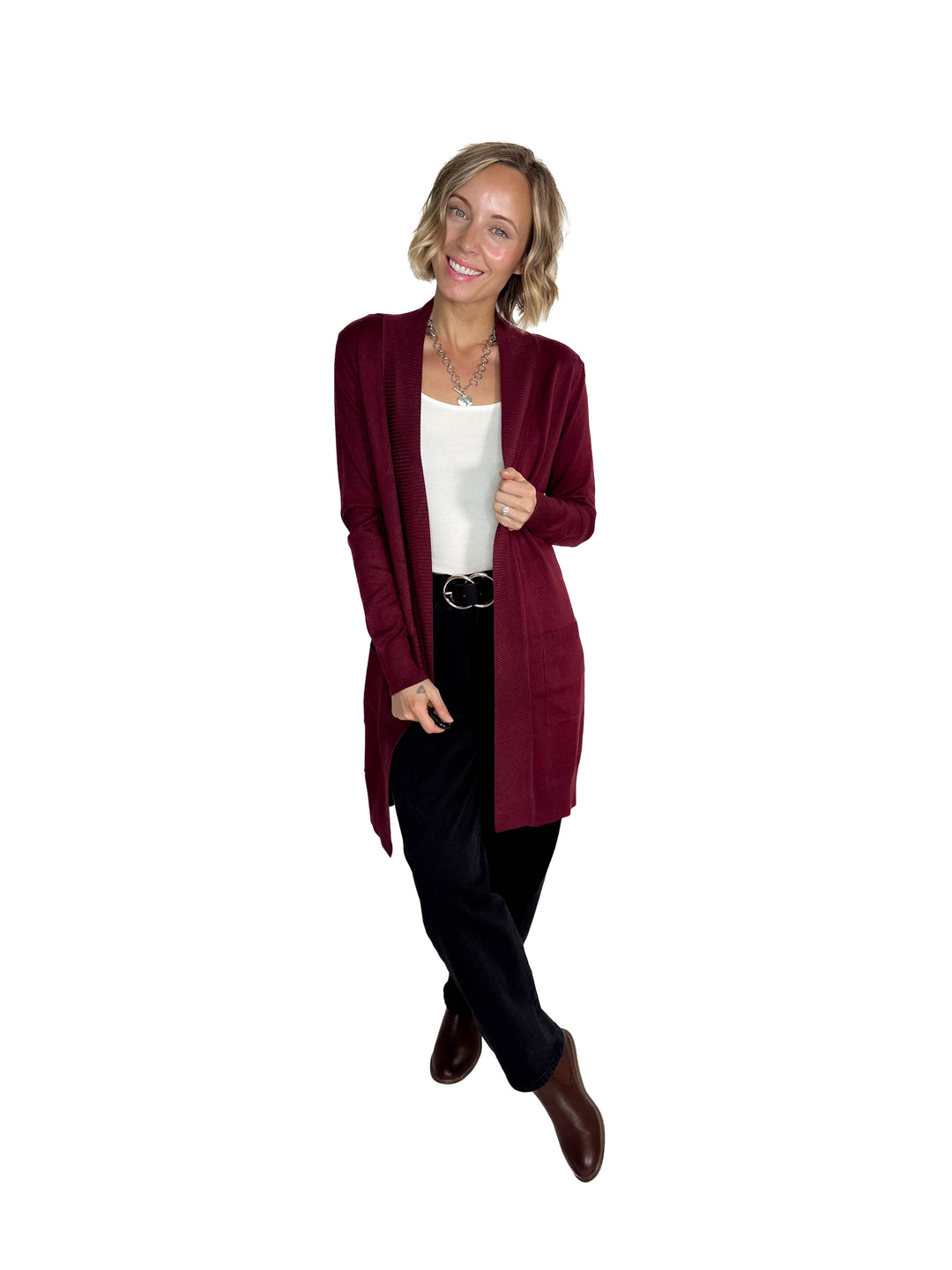 Birchwood Classic Pocket Cardigan- BURGUNDY