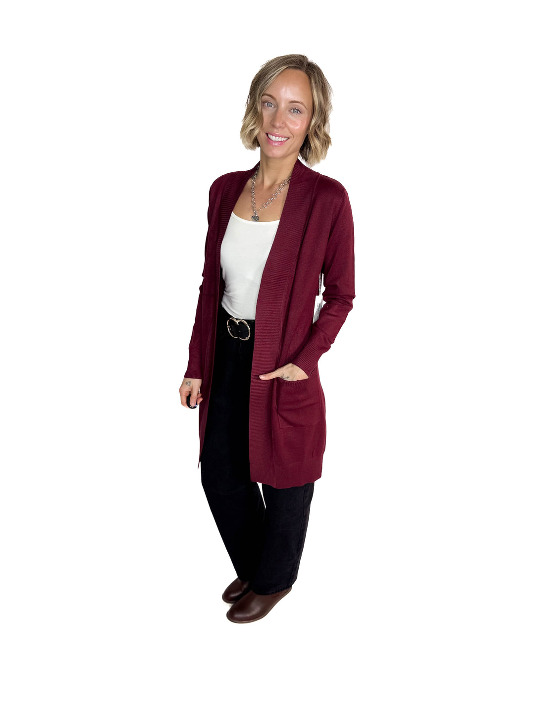 Birchwood Classic Pocket Cardigan- BURGUNDY