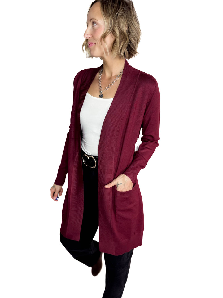 Birchwood Classic Pocket Cardigan- BURGUNDY