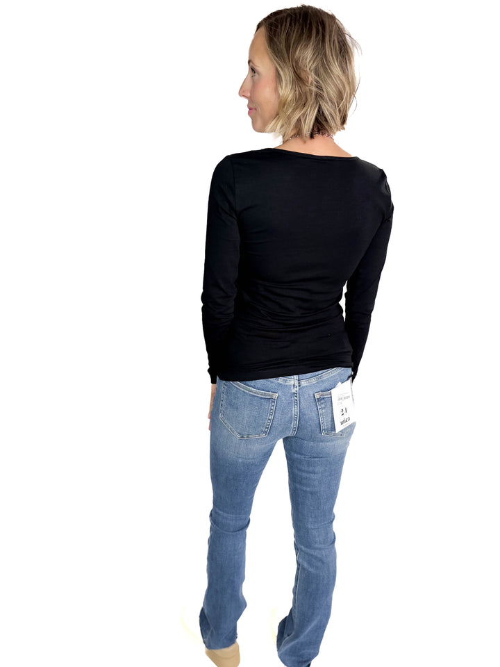 VERO MODA Lulu Long U-NECK TOP- BLACK
