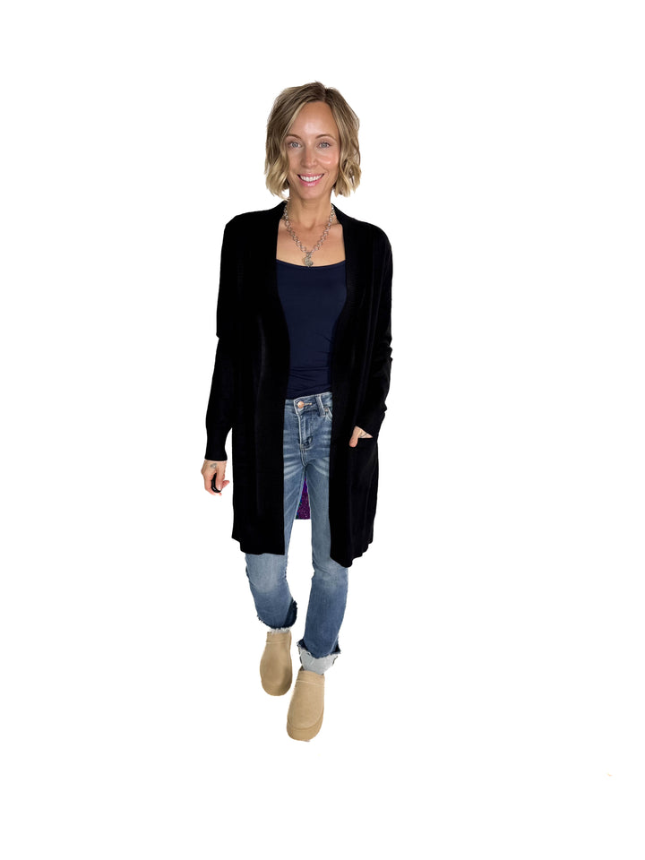 Birchwood Classic Pocket Cardigan- BLACK