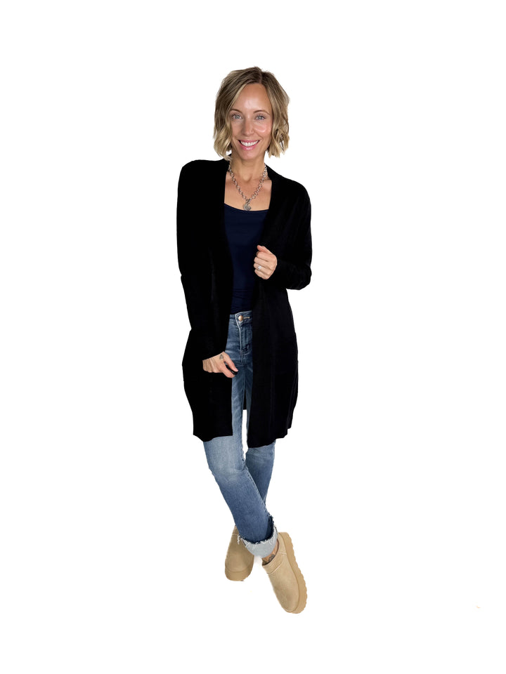 Birchwood Classic Pocket Cardigan- BLACK