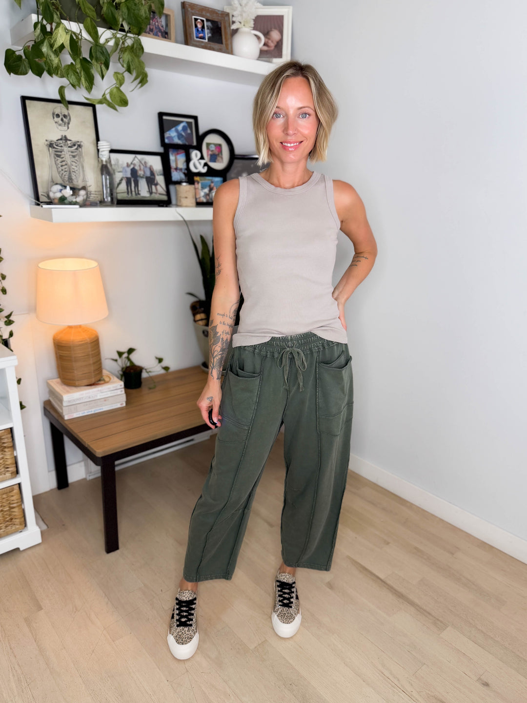Chase Mineral Washed Cotton Pants- PINE GREEN