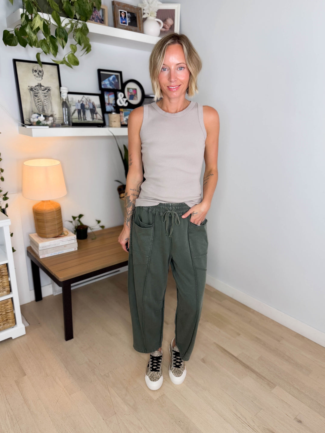Chase Mineral Washed Cotton Pants- PINE GREEN