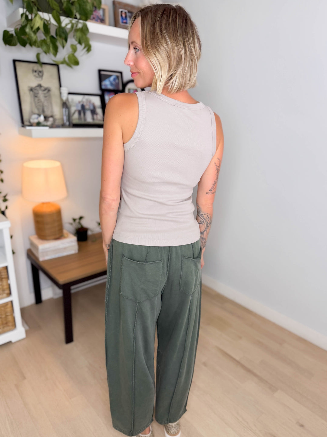 Chase Mineral Washed Cotton Pants- PINE GREEN