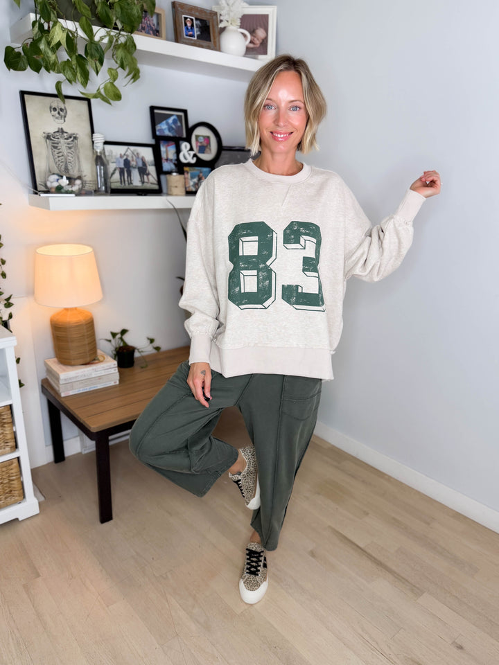 Honey Harvest Varsity Pullover- Oatmeal