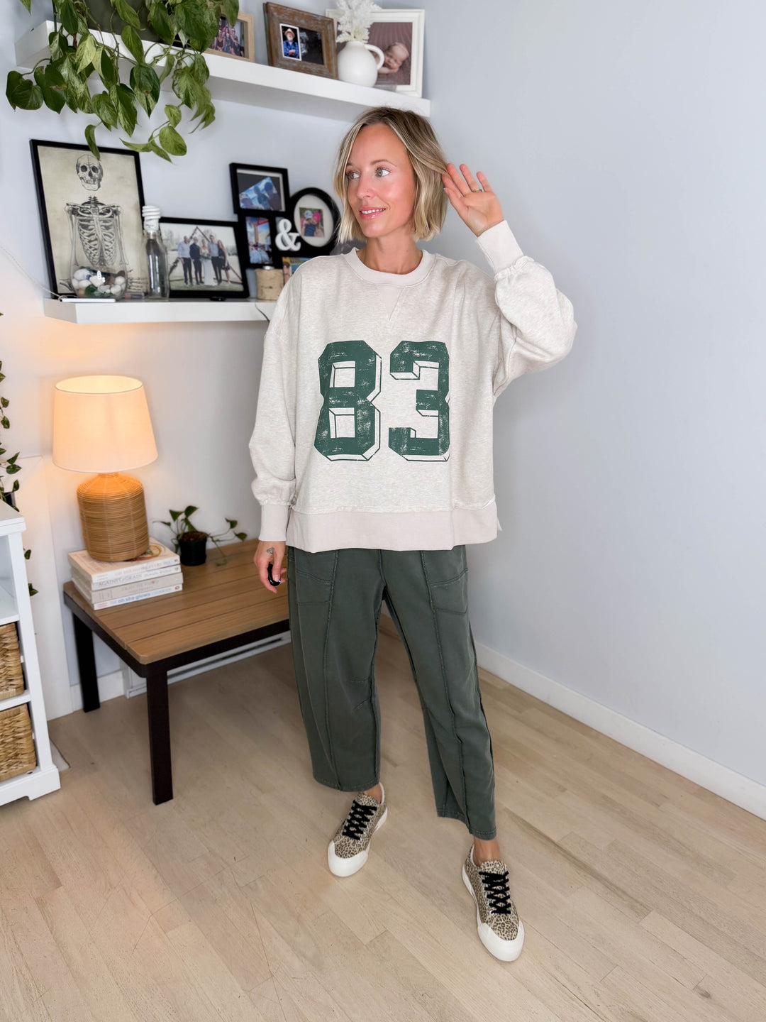 Honey Harvest Varsity Pullover- Oatmeal