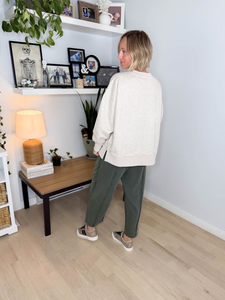Honey Harvest Varsity Pullover- Oatmeal
