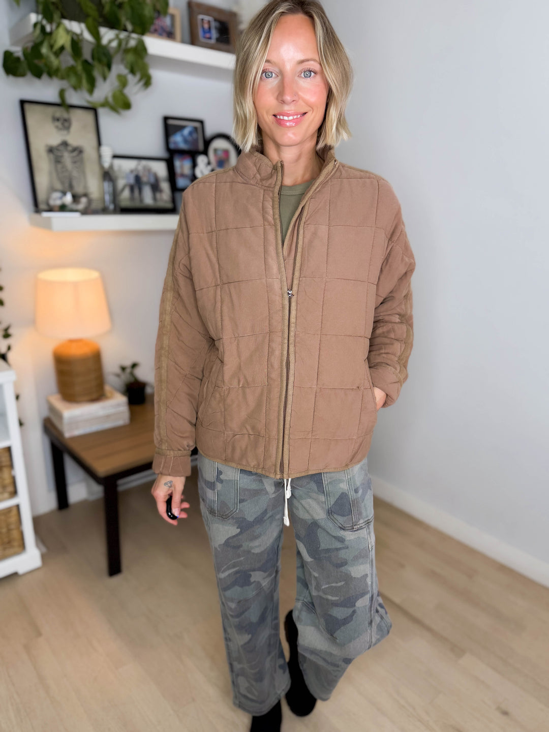 Catherine Soft Quilted Jacket- TAN