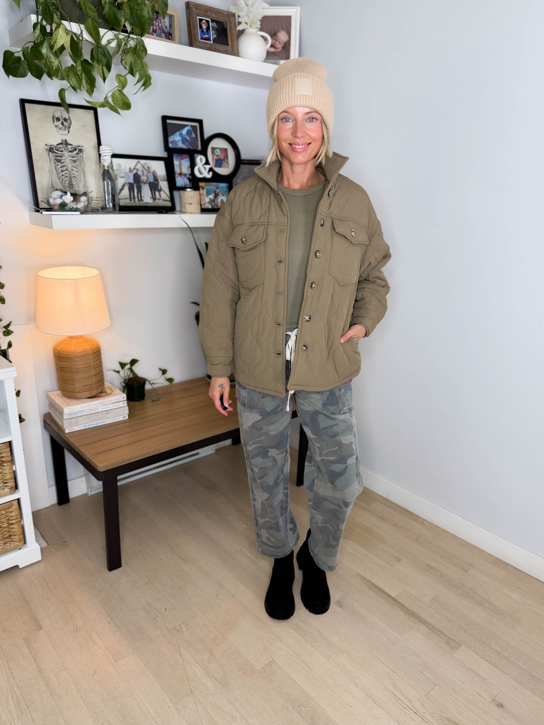 Farren Quilted Jacket- LIGHT MOCHA