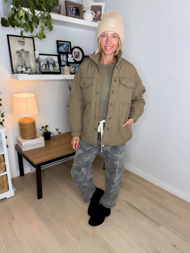 Farren Quilted Jacket- LIGHT MOCHA