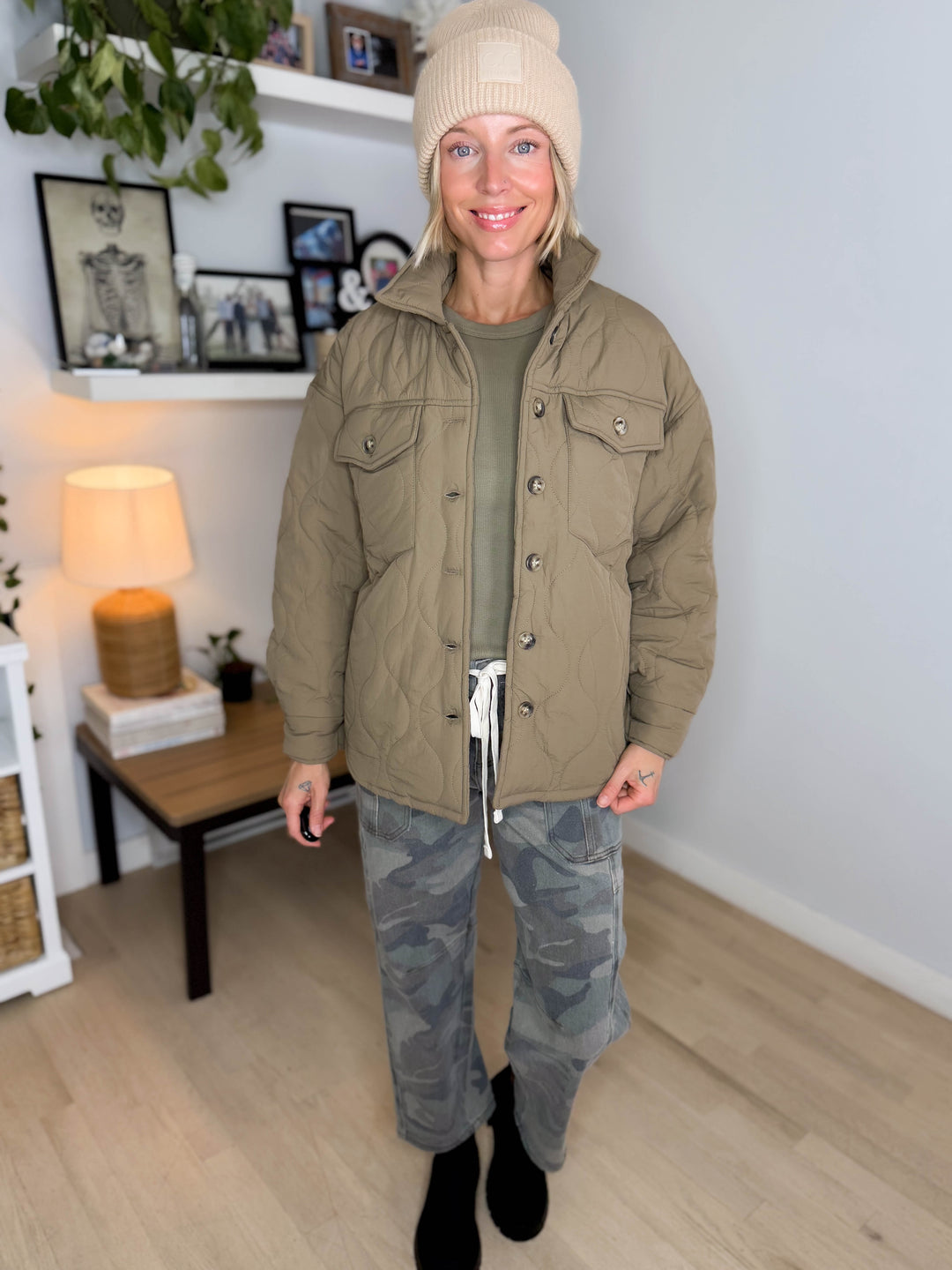 Farren Quilted Jacket- LIGHT MOCHA