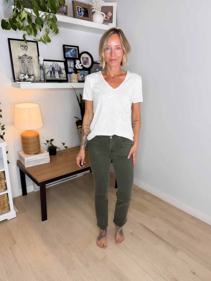 Mica Havena Mid-Rise Straight Leg Jean- GREEN