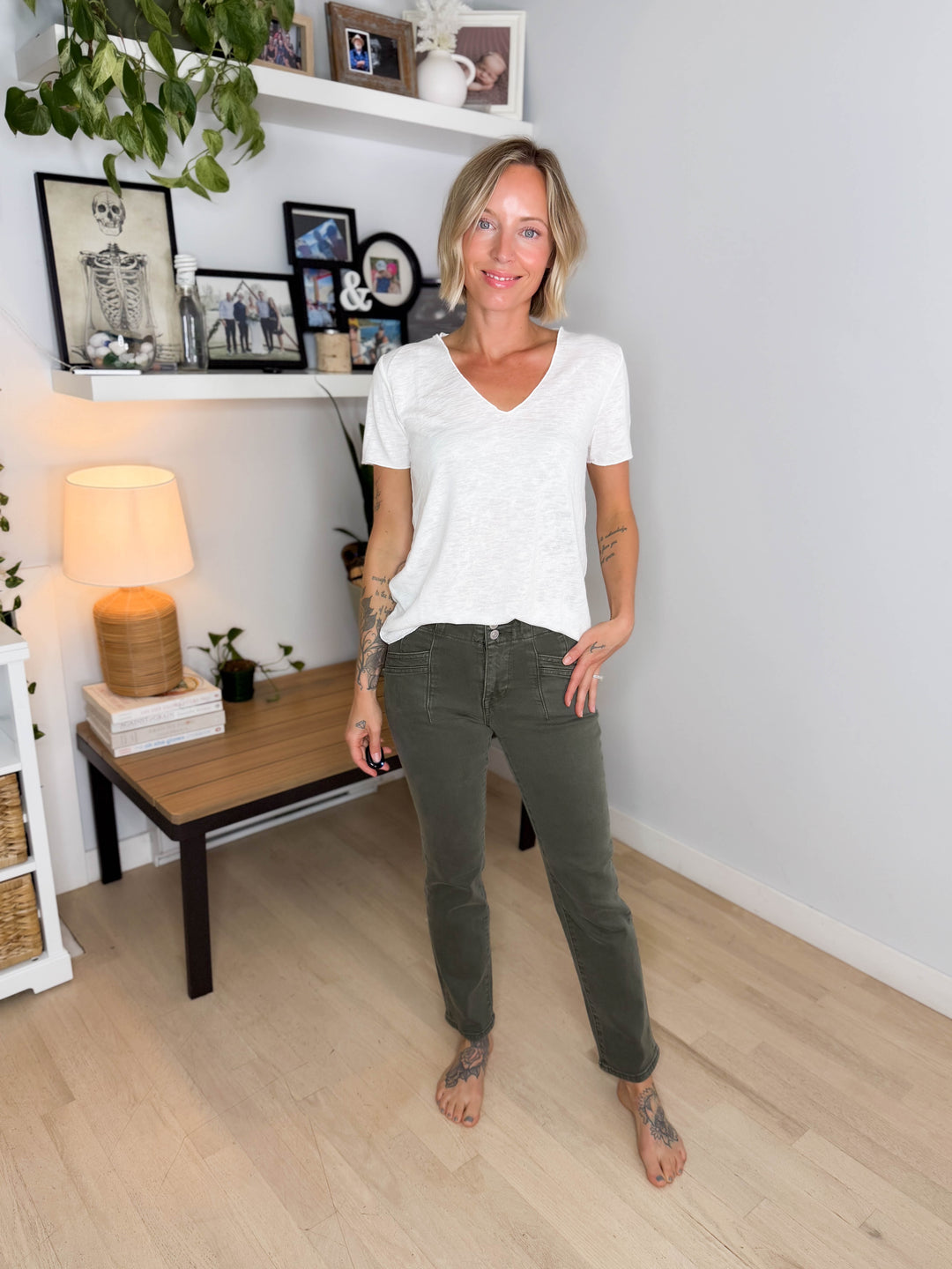 Mica Havena Mid-Rise Straight Leg Jean- GREEN