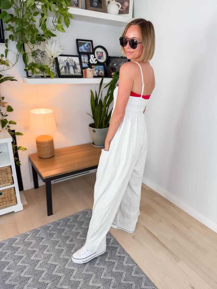 Rowyn Wide Leg Jumpsuit- LIGHT GREY