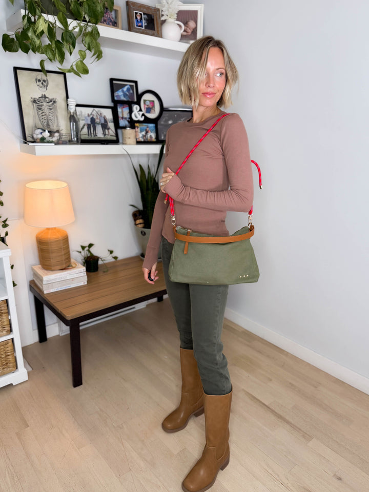 Cosette Canvas Shoulder Bag- OLIVE