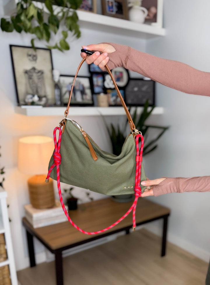 Cosette Canvas Shoulder Bag- OLIVE
