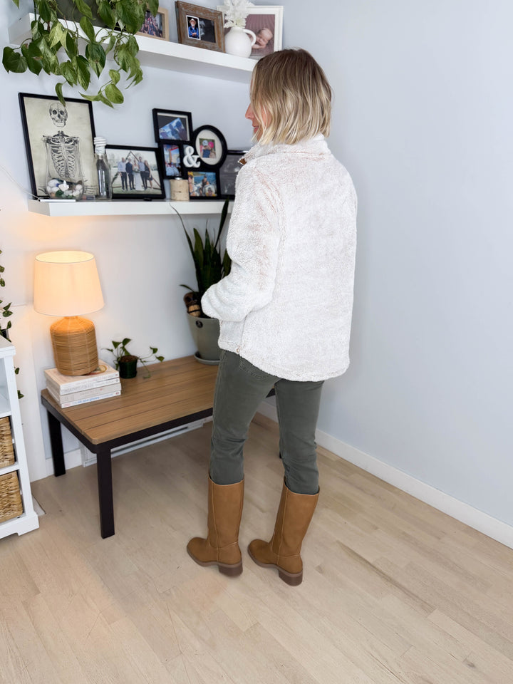 MICHELLE MAE Ryan 1/4 Zip Sherpa- CAMEL