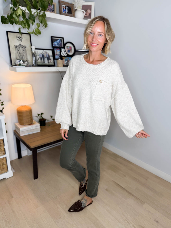 Courtland Pocket Sweater- OATMEAL