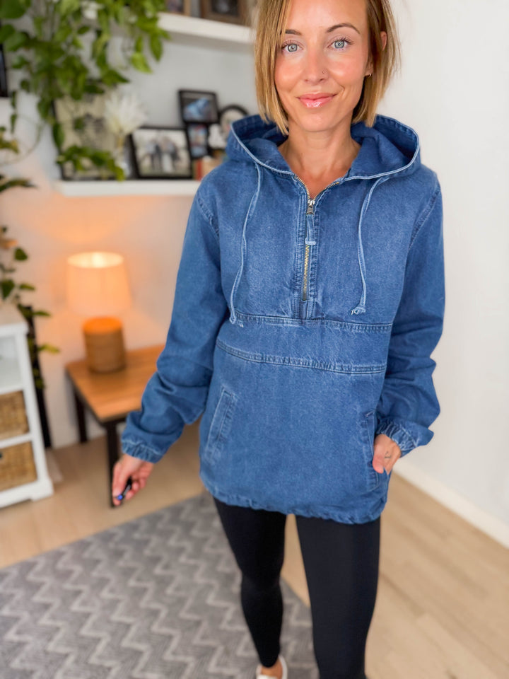 Bex Denim Hoodie Jacket- MEDIUM WASH
