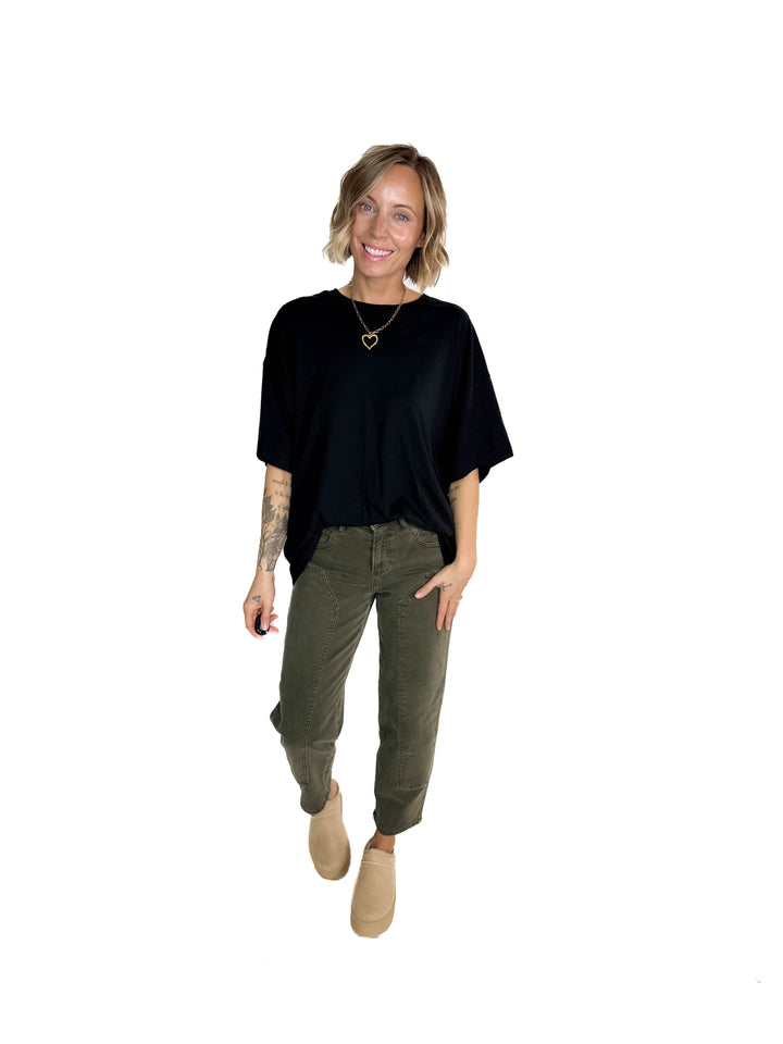 Snow Cap Oversized Cotton Tee- BLACK