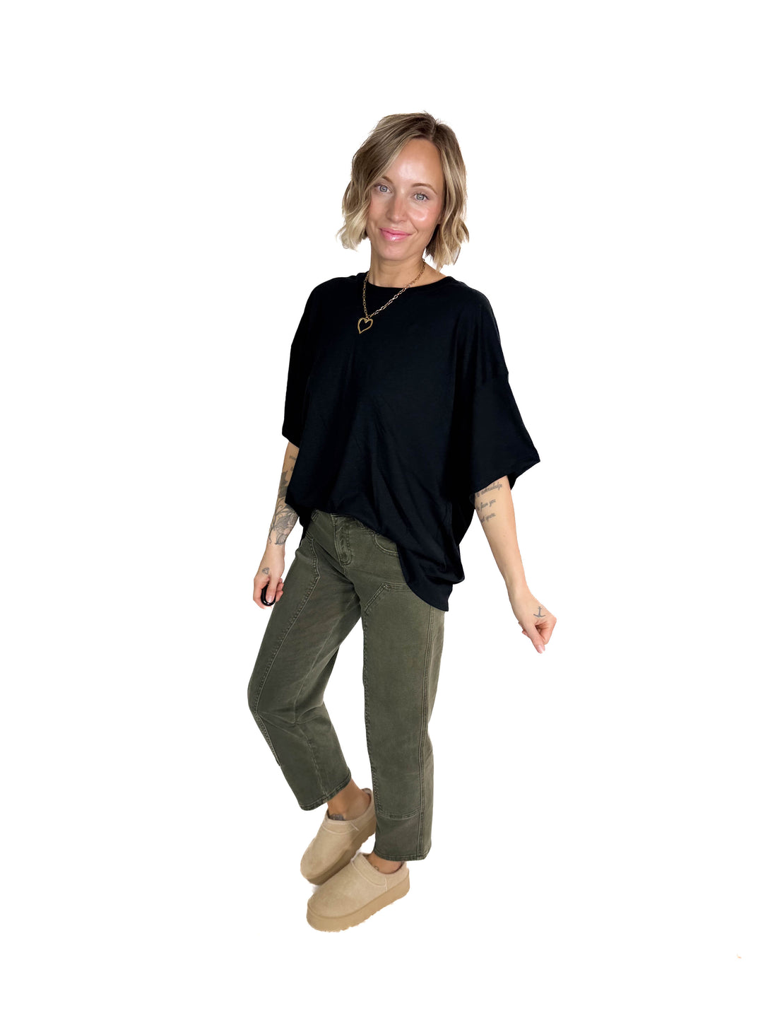 Snow Cap Oversized Cotton Tee- BLACK