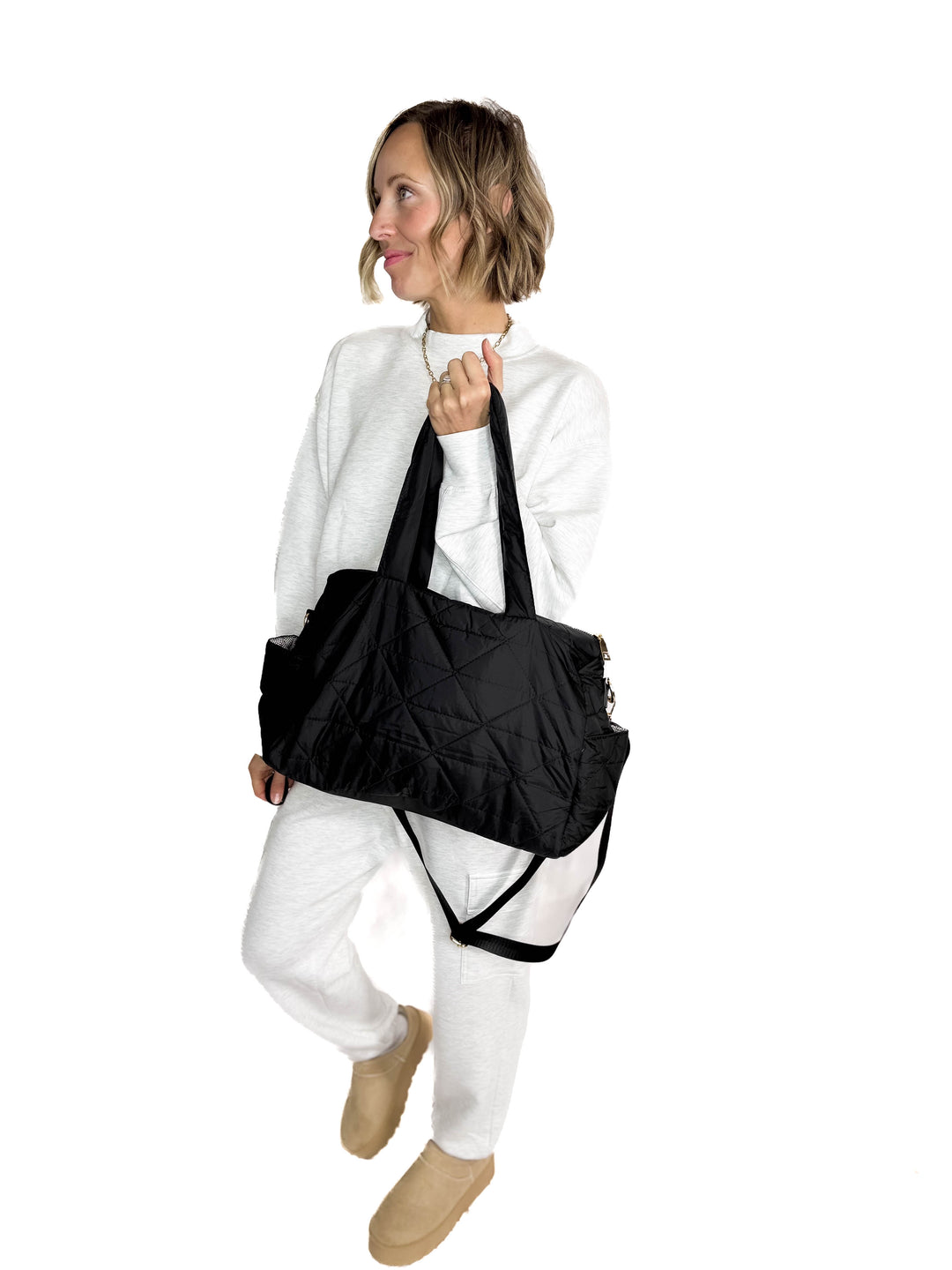 Billie Quilted Weekender Bag- BLACK