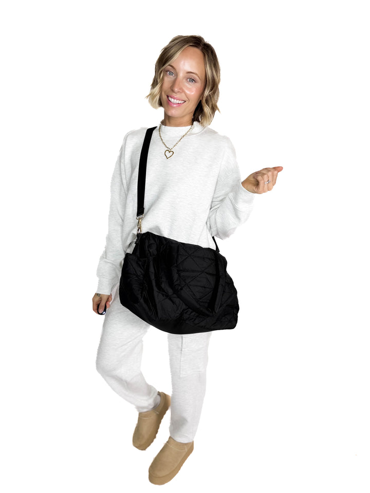 Billie Quilted Weekender Bag- BLACK