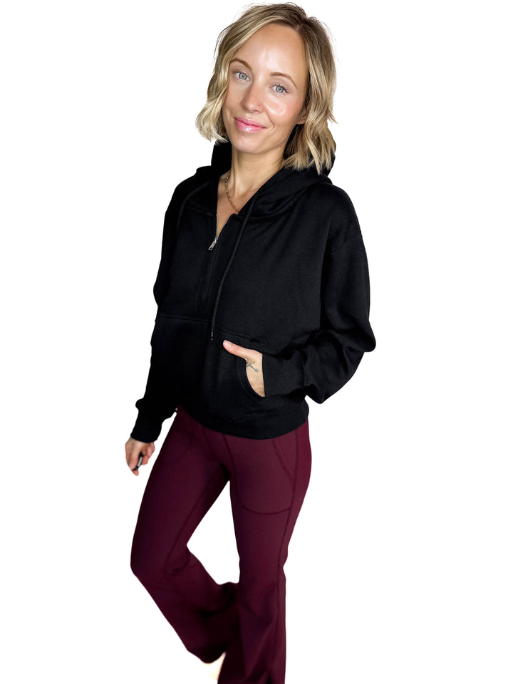 Jaxx 1/2 Zip Hoodie- BLACK