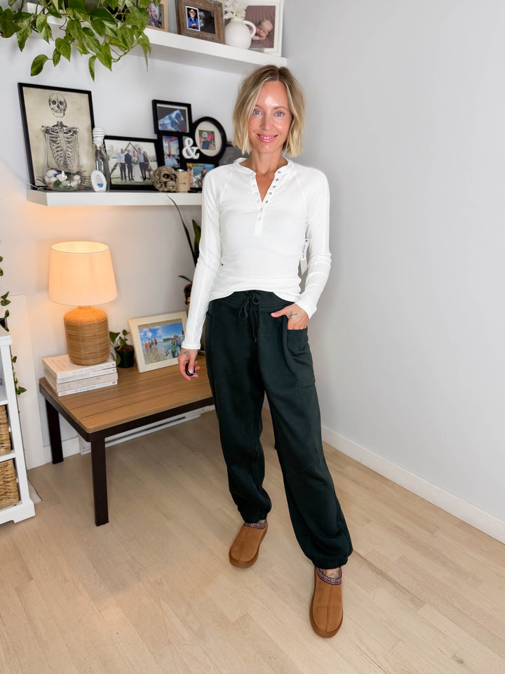 Thistle French Fleece Jogger Sweatpants- REGENCY GREEN