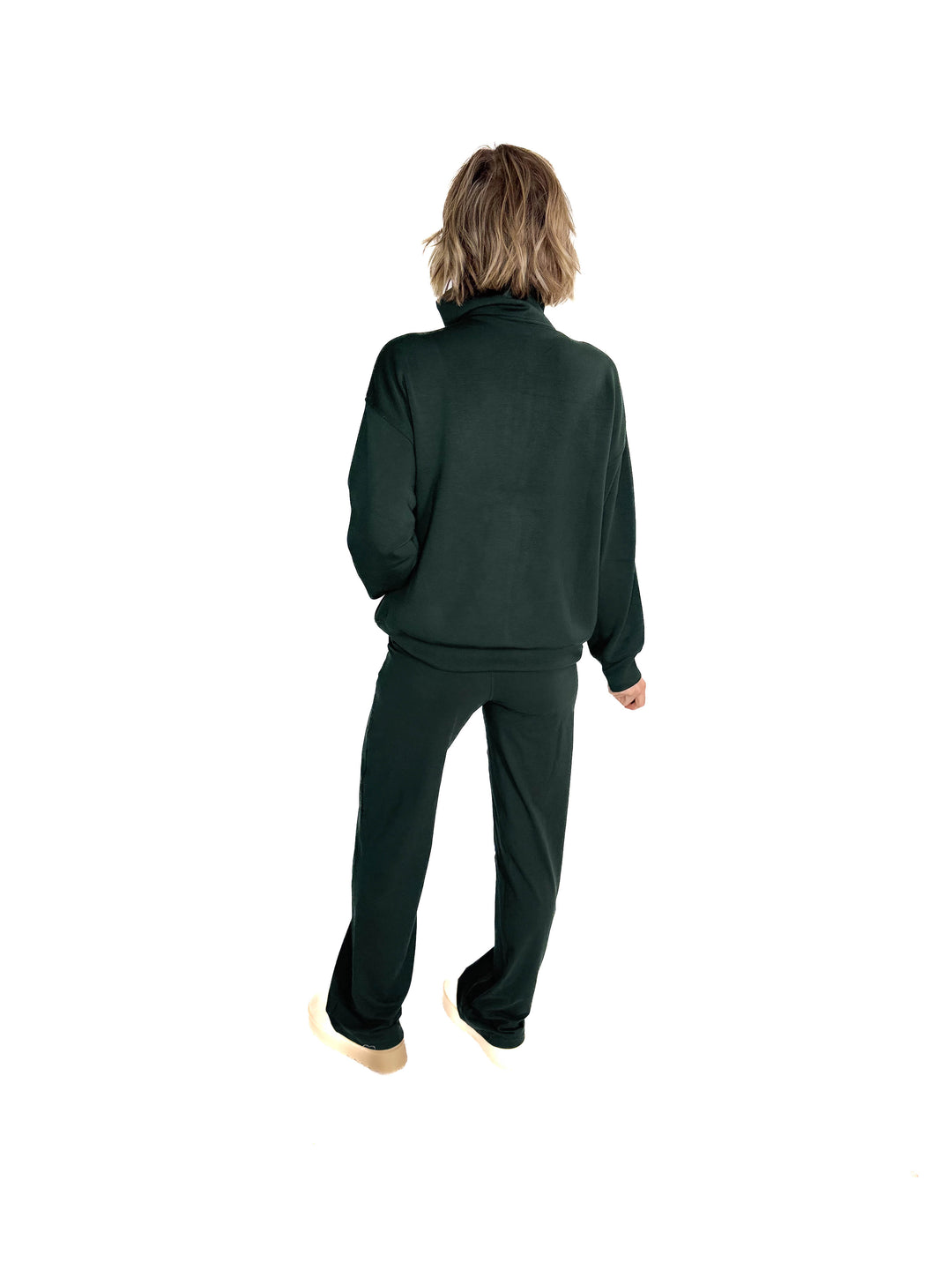 Everett Modal 1/2 Zip Mock Neck Pullover- REGENCY GREEN