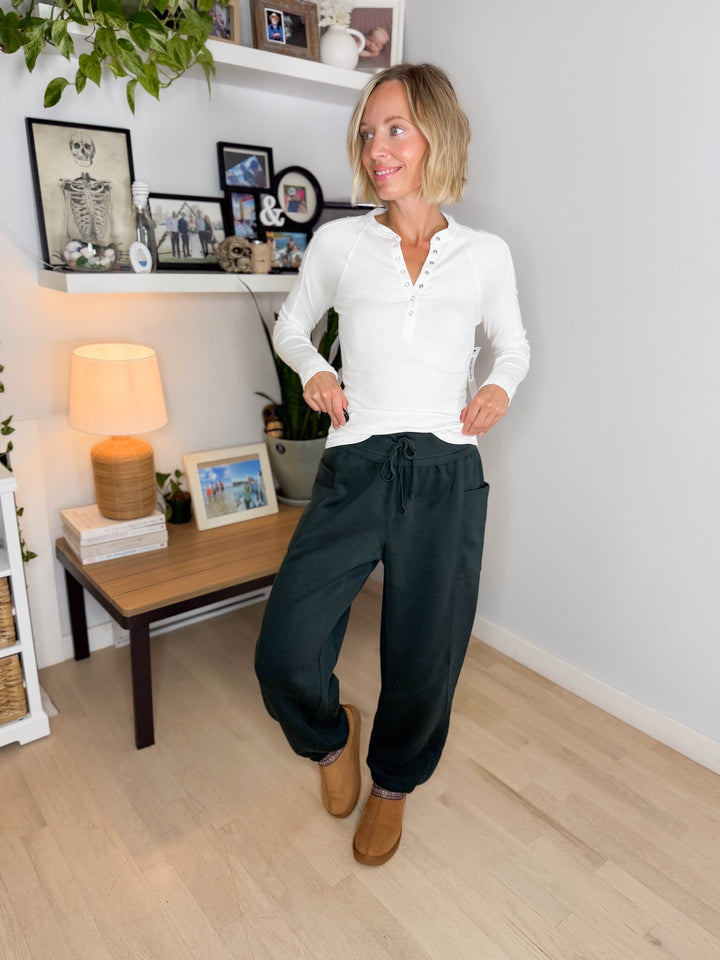Thistle French Fleece Jogger Sweatpants- REGENCY GREEN
