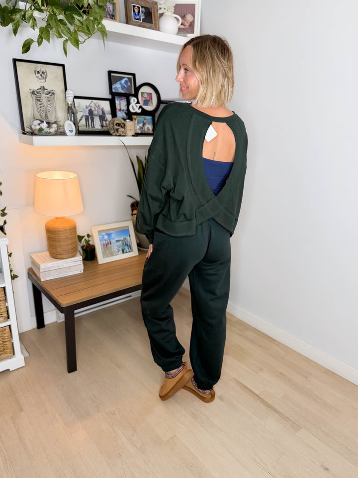 Tilley Cotton Slub Open Back Long Sleeve- REGENCY GREEN