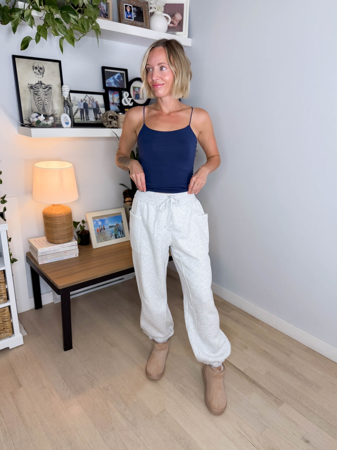 Thistle French Fleece Jogger Sweatpants- HEATHER GREY