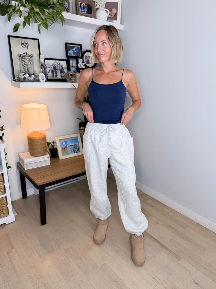 Thistle French Fleece Jogger Sweatpants- HEATHER GREY