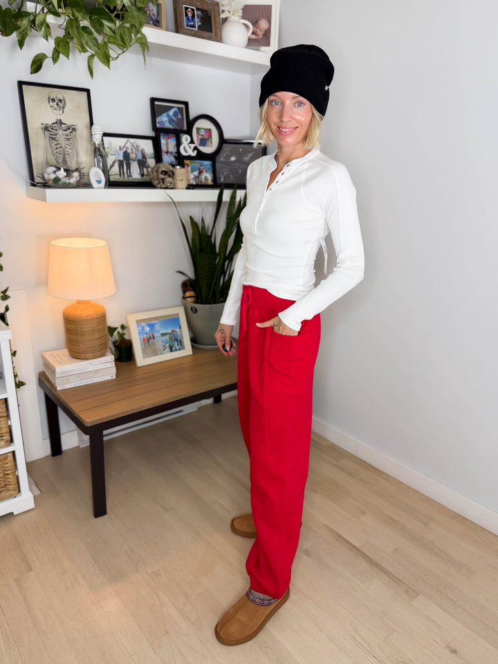 Thistle French Terry Fleece Jogger - TRUE RED