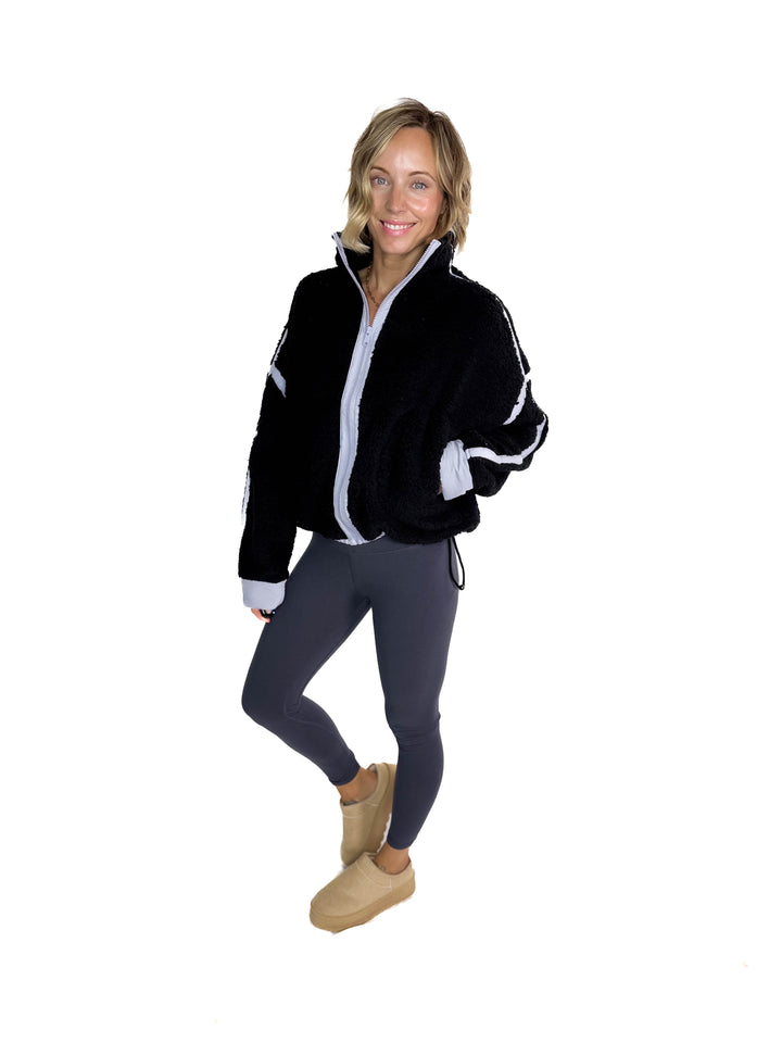 RD STYLE Jill Funnel Neck Sherpa- BLACK